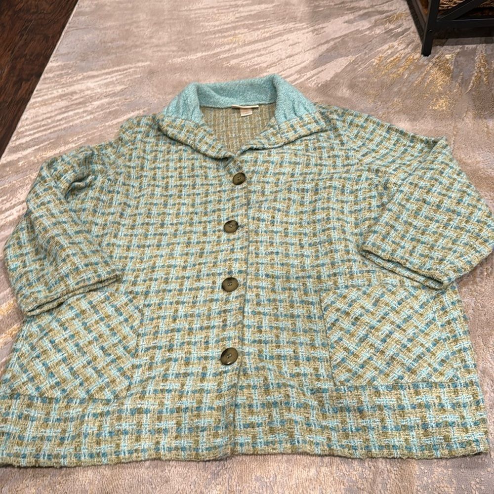 Boyne Valley Weavers Women’s Irish Wool Blend Button Down Plaid Jacket size 2X